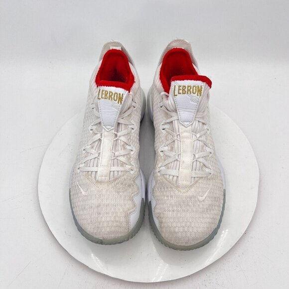 Nike LeBron James 16 Low Men Size 7.5 CI2668-100 Draft Night White Ice Gold Shoe - Picture 3 of 14